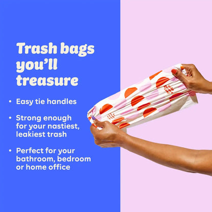 Who Gives a Crap 100% Recycled Small Trash Bags, 60 Count, 4 Gallon, Sustainable Garbage Bags for Kitchen, Office, or Bathroom Trash Can, Designed to Help Resist Leaks and Tears, Durable Tie Handles